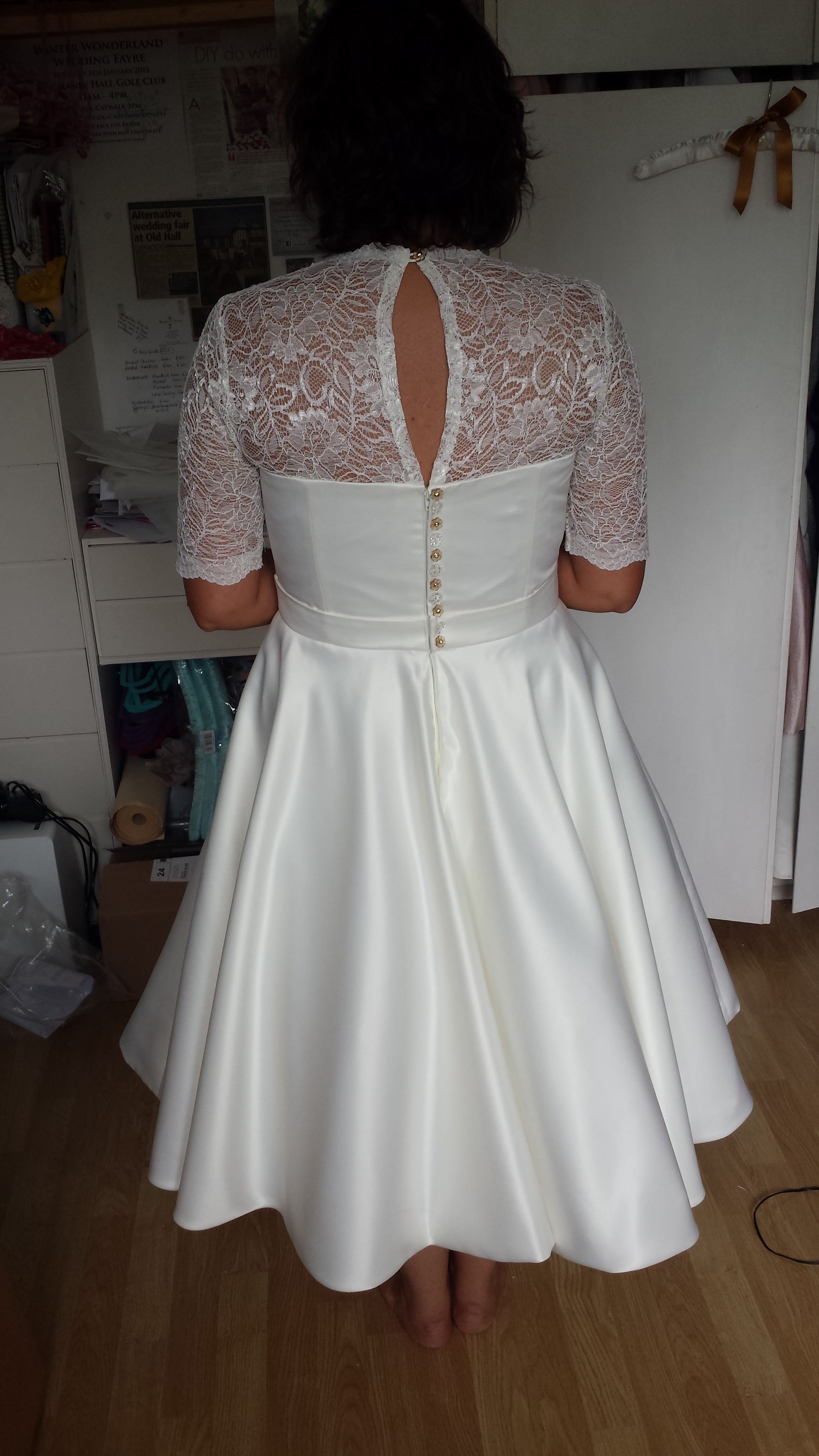 Bespoke 50's inspired swing wedding dress