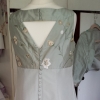 Soft green silk bridal gown