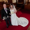 Bespoke taffeta and lace wedding gown with swarovski detail