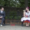 Rainbow themed wedding dress