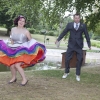 handmade bespoke Rainbow wedding dress