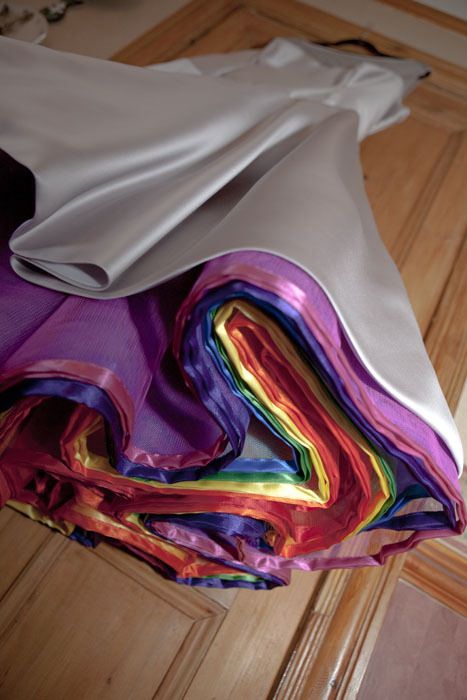 bespoke rainbow wedding dress