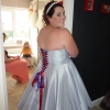 Silver swing style bespoke dress with rainbow petticoat