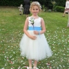 Bespoke flower girl dress in ivory satin and tulle