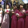 Pretty in pink bridesmaid and flower girl dresses