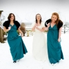 Teal crepe de chine bespoke bridesmaids dresses