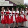 Scarlet red bespoke bridesmaids swing dresses