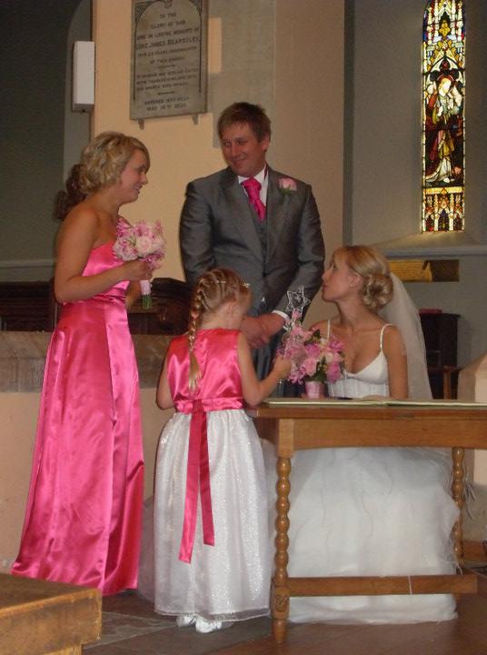 Bespoke bridesmaid dresses in pink satin