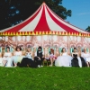 Rainbow circus themed wedding gowns